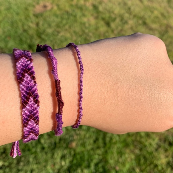 3 Woven Friendship Bracelets (Purple) - Picture 1 of 8